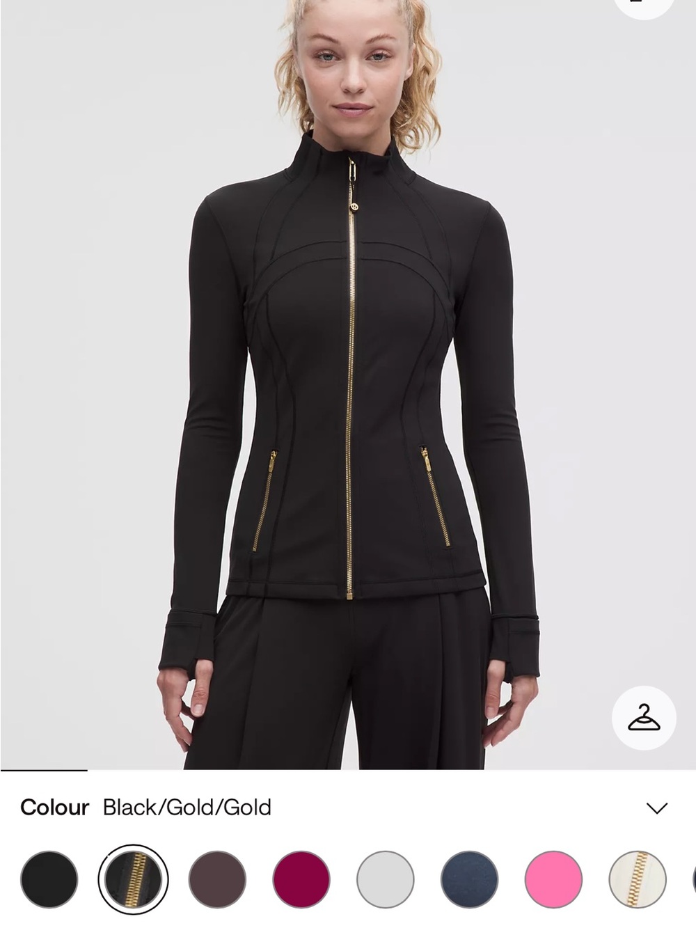lululemon athletica Black Zip-Up Jacket with Gold Hardware